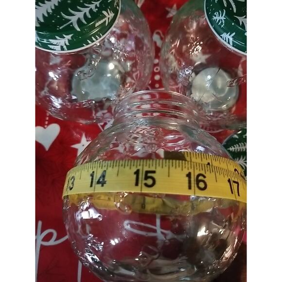 Christmas Round Embossed Tree Candy Cane Glass Jars Set of 3 - Picture 3 of 4